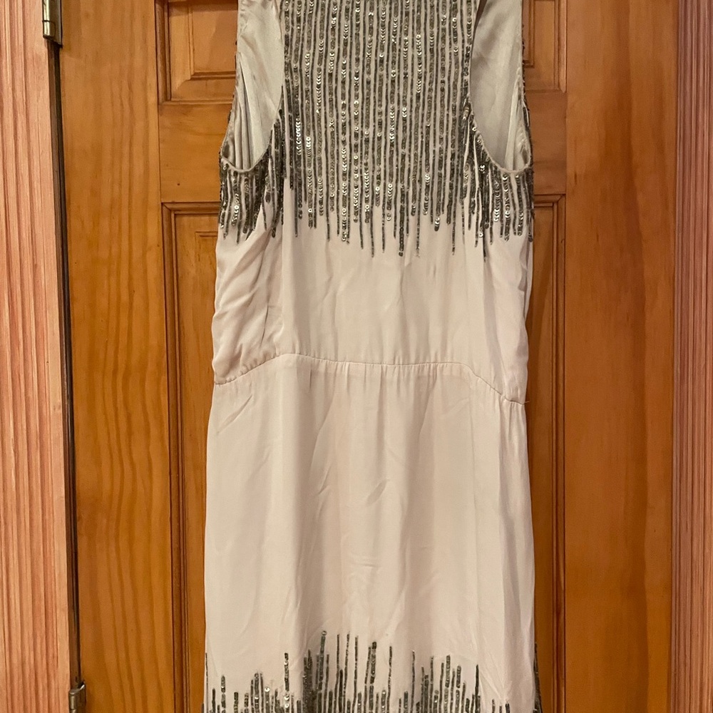 Parker.Elegant Cream and Silver Embellished Dress.